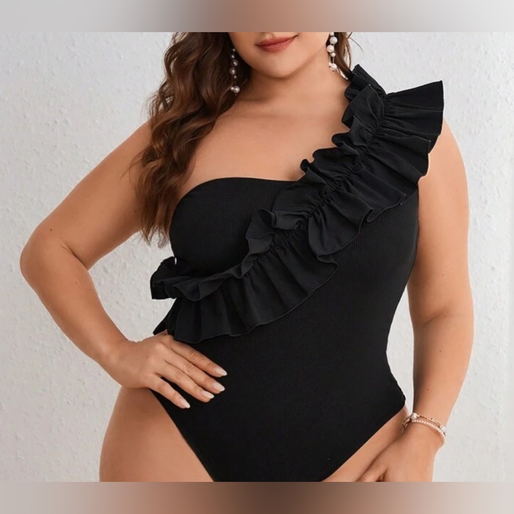 Free People Ruffled One Shoulder Bodysuit